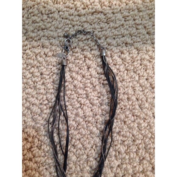 CHICO'S Metal Geometric Pendant Necklace Multi Strand Cord - Picture 3 of 9